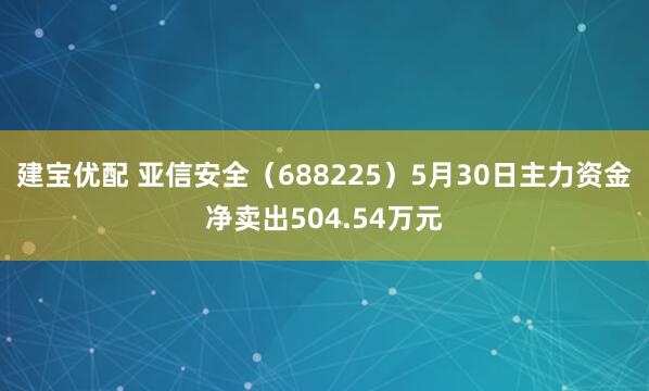 建宝优配 亚信安全（688225）5月30日主力资金净卖出504.54万元